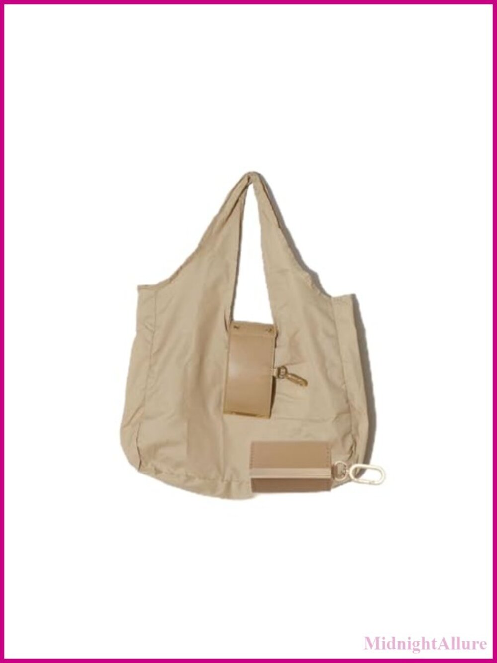 Foldable Reusable Shopping Bag Keychain Faux Leather Tote
